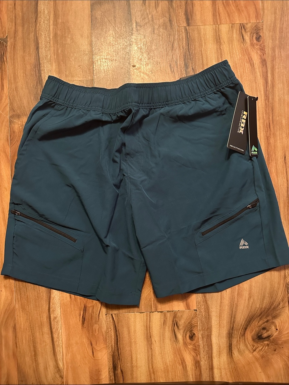 RBX Men's Teal Performance Athletic Shorts with Zippered Pockets